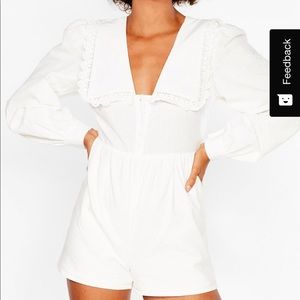 NWT Nasty Gal Lace Collar Linen Playsuit